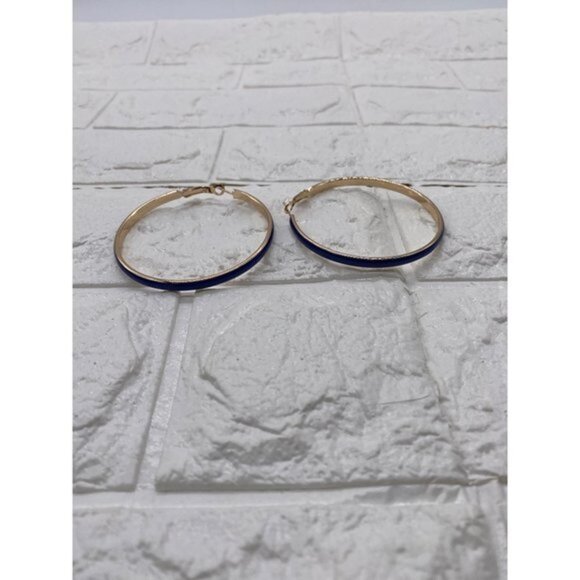 Women’s Big Enamel Hoop Earrings with Rose Gold Tone Plated, Nickel-free Stainle - Picture 6 of 10